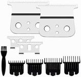 2 Pack T Outliner Blades for Andis T Outliner Trimmer, GTX Replacement Blade with Brush, Steel T Blade Set with 4 Guards Guides for Hair Clippers Model #04710/04521, Silver