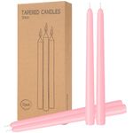 LYOBATH 12 Pack Pink Taper Candles - Taper Candles 10 Inch Dripless, Smokeless & Unscented - 8 Hours Long Burning - Ideal for Weddings, Dinner Parties, and Home Decor