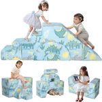 MeMoreCool Kids Play Sofa, Foam Climbing Modular Toddler Couch, Sectional Baby Couch for Climb Crawl, Kid Couch Convertible Children Sofa Playroom Furniture, Glow Sofa with Slide & Stair