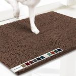 Muddy Mat AS-SEEN-ON-TV Highly Absorbent Microfiber Door Mat and Pet Rug, Non Slip Thick Washable Area and Bath Mat Soft Chenille for Kitchen Bathroom Bedroom Indoor and Outdoor - Brown Medium 30"X19"