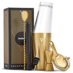 VonShef Cocktail Shaker Set, Gold 6pc Set with Boston Cocktail Shaker, Bartender Kit with Strainer, Muddler, Jigger & More, Gift Box Included