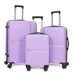 OMBRY Luggage Set 3 Pieces -Suitcase Set - Carry on Luggage with Wheels - Check-in Luggage - PC + ABS Durable Suitcase Rotating Silent Wheels (3-Piece Set (20/24/28) (3, Purple)