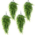 RECUTMS Hanging Artificial Plants Artificial Boston Fern Fake Hanging Plant Plastic Greenery Ivy Vinesfor Wall Home Room Garden Wedding Garland Outside Decoration(Pack of 4)