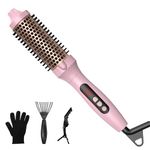 Thermal Brush,1.5 in Volumizing Brush Curling Iron Heated Curling Brush Ceramic Tourmaline Ionic Curling Comb Dual Voltage Travel Curling Iron with Brush,LCD Display 10 Temperatures Heated Round Brush