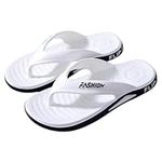 Roadas Mens Flip Flop Fashion Outdoor Comfortable Slippers Home Shoes White Black Size 9-9.5