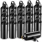 CHENGU 16 Pack Aluminum Water Bottles 20 Oz Blank Reusable Water Bottles Lightweight Aluminum Gym Travel Water Bottle Leak Proof Team Customized Water Bottles for Bike Bicycle Camping (Black)