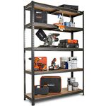 VonHaus Garage Shelving Units - 5-Tier Garage Storage Shelves with 1325KG Capacity - Extra Wide Shelving Units for Storage with Adjustable Layout - Heavy Duty Shelving Unit - 180 x 120 x 40 cm