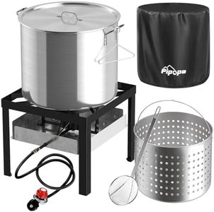 100QT Crawfish Boiler | Seafood Boiling Kit | Dustproof Cover & 16" Skimmer Included | 110,000BTU Propane Jet Burner | 0-20 PSI CSA Certified Regulator | Crab Boil Pot for Outdoor Backyard Cooking