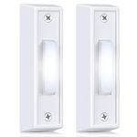 2 Pieces Lighted Doorbell Button, Wired Door Bell Push Buttons LED Door Chime, Wall Mounted Door Opener Switch (White,White Light)