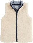 Mud Pie Girls Children Sherpa Zip Navy Vest-Ivory