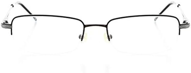 Hit Notion Unisex Optical Eyewear - Rectangle Shape, Metal Half Rim, Shiny Black