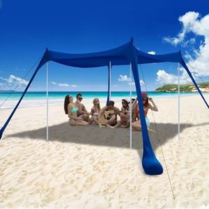 COMMOUDS Beach Tent Sun Shelter - UPF50+ Pop Up Beach Canopy with Sandbags & Sand Shovel & Windproof Poles, Portable Sun Shade for Beach, Camping, Picnics, Backyard (10x10FT)