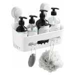 ZUVO Shower Caddy Suction Cup - No Drill & Adhesive Shower Caddy Basket - Best Shower Organizer in Bathroom Accessories for Soap, Shampoo, Toothbrush - White Shelf & Suction Cups