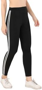 TRASA Women's and Girls Skinny Fit Gym High Waist, Workout Trackpants 4 Way Stretch Yoga Pants - Black, Size - XL