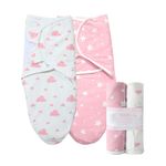 Imperial Rooms Pink Swaddle Blanket 0-3 Months 100% Soft Organic Cotton Swaddles for Newborn – Pack of 2 Baby Swaddle Blanket for Boy and Girl Baby Wrap