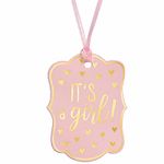 Amscan 260138 Cardstock 6cm x 9cm It's a Girl Tags, Pink