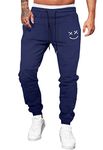 Meilicloth Mens Joggers Casual Cotton Pants Athletic Drawstring Jogger Sweatpants Trousers with Pockets Outdoor Jogging Workout Running Gym Regular Fit Blue Large