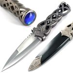 Ace Martial Arts Supply New Scottish Celtic Gaelic Twist Knot Blue Ruby Gemstone Wicca Dirk Dagger Knife, 9-Inch (Blue)