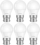 SYLVANIA Mini Globe Frosted LED Light Bulb, B22, 8W, 806 Lumens, Warm White 2700K - 6 Pack