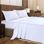 SereneSleep Full Bed Sheet Set White- 4 Pieces Hotel Luxury Cooling Bedding Sheets & Pillowcases - Extra Soft, Easy Care Sheets Set Full Size Bed - Microfibre Fade, Stain Resistant (Full, White)