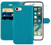 MONASAY iPhone 6s Wallet Case/iPhone 6 Wallet Case,4.7-inch [Glass Screen Protector Included] Flip Folio Leather Cell Phone Cover with Credit Card Holder for Apple iPhone 6/6s,Light Blue