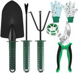 6pcs Gardening Tool Set, Stainless Steel Gardening Tools Kit Gardening Work Set Including Hand Trowel Transplantedd Cultivator Pruning Shear Women's Gardening Gloves and 30m Garden Twistee Tie