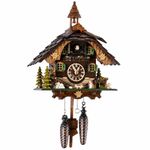 Cuckoo-Palace Saint Bernard Chalet Cuckoo Clock – 32 cm Quartz Clock, Traditional Black Forest House Design, Brown