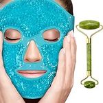 Perfecore Ice Face Mask + Jade Roller - Beauty Roller Face Neck Massage Tool - Stone Face Roller & Facial Mask Set for Wrinkles Fine Lines & Anti Aging, Puffy Eyes, Dark Circles & Overall Skin Care