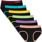 INNERSY Girls' Soft Cute Underwear Cotton Panties for 8-16 Years Old Teens 6-Pack(Colorful Black,M(10-12 yrs))