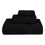 Trident Soft Comfort Air Rich Towels for Bath, 100% Cotton Towel, Super Soft, Highly Absorbent, 3 Pieces Towel Set, 500 GSM - Black