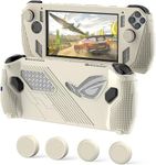 Azonee for Rog Ally Stand Protective Case, Silicone Accessories Protector, Full Protection Kickstand, Anti-Scratch Drop-Proof Non-Slip Full Protective Rog Ally Case with 2 Pair Thumb Grips, Off White