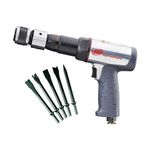 Ingersoll Rand 119MAXK Vibration Reduced Long Barrel Air Hammer 5-Piece Chisel Set, 2530 BPM, 3-1/2" Stroke, Round Shank