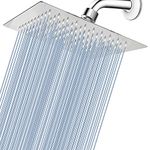 Voolan 8" High Pressure Rain Shower Head, Square Shower Heads Made from 304 Stainless Steel Material, Comfortable Shower Experience Even at Low Water Flow, Chrome