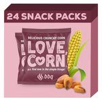 LOVE CORN BBQ Crunchy Corn Snack 20g x 24 Bags – Healthy Snacks Ideal for Gluten Free & Vegan Diets – Low Sugar Alternative for Crisps, Mixed Nuts & Pretzels – Perfect To Graze On