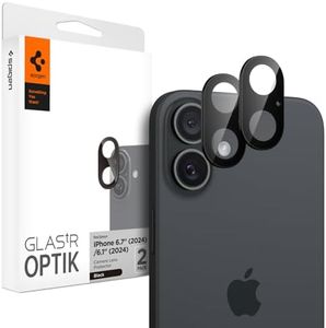 Spigen Glas.tR Optik Tempered Glass Camera Lens Protector Guard for iPhone 16/16 Plus (Black) - 2 Pack