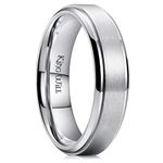 King Will Basic 6mm Mens Titanium Ring Brushed Finished Band Comfort Fit Stepped Edge 8.5