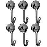 6 Pack 25 lbs Magnetic Hooks Heavy Duty, Swivel Swing Neodymium Magnet Hooks, Strong Magnet with Hooks for Hanging, Refrigerator, Grill, Kitchen, Key Holder