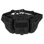 Clixera Outdoor Unisex Waist Bag Tactical Military Waist Pack Chest Bag Pouch, 35 X 17 X 4 Cm (Black)