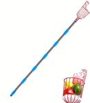 Fruit Picker Tool- Height Adjustable Fruit Picker with Big Basket - 8 ft Apple Orange Pear Picker with Light-Weight Stainless Steel Pole and Extra Fruit Carrying Bag for Getting Fruits (8 ft)