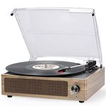 Vinyl Record Player with Speaker Vintage Turntable for Vinyl Records, Belt-Driven Turntable Support 3-Speed, Wireless Playback, Headphone, AUX-in, RCA Line LP Vinyl Players for Sound Enjoyment Cyan