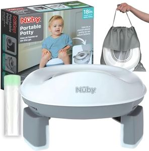 Nuby On-The-Go Portable Potty Seat - Travel Toilet Seat for Boys and Girls 18+ Months - Includes Storage Bag and Disposable Potty Liners - Toddler Travel Essentials - Toddler Potty Training Toilet