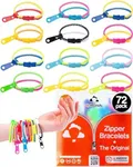 UpBrands 72 Classroom Rewards, Party Favors for Kids, Friendship Zipper Bracelets 7.5” Sensory Bulk Set, Fidget Toys, Easter Basket Stuffers, Kit for Valentine, Birthday, Goodie Bag Easter Egg Fillers