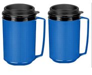 Two 12 oz Insulated Coffee Mugs Like The Classic Aladdin Mugs by Thermo Serv (Blue) by ThermoServ