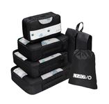 Lyrovo 6 Pcs Packing Cubes Travel Accessories for Toiletry Organizer Bag (BLACK)