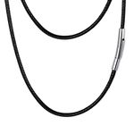 PROSTEEL Black Leather Cord Rope Necklace Minimalist Chain for Jewelry Making Men Women Gift Stainless Steel Braid Genuine Leather Necklace