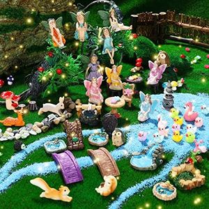 120 Pieces Garden Kit Garden Accessories Garden Animals Garden Miniatures Fairies Miniature Figurines Micro Landscape Ornaments Garden DIY Kit for Outdoor Garden Yard Lawn