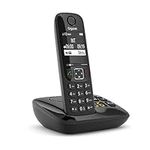 Gigaset AS690A Easy to Use Cordless DECT Home Digital Telephone with Answering Machine, Speakerphone, Nuisance Call Block - Black/Grey (Single Pack)