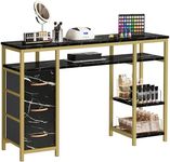 DWVO Nail Desk, Manicure Table Nail Station, Marbling Texture Manicure Desk with 3 Drawers, Acetone Resistant Nail Tech Desk for Beauty Salon Spa (Black)