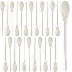 Belle Vous 24 Pack Wooden Cooking Spoon Set - 30cm Unfinished Multipurpose Cookware Utensil Spoons for Cooking, Kitchen, Mixing, Baking, Serving & Stirring, Personalized Engraved Wood Burning