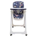 POLKA TOTS Luxury High Chair For Baby with 7 Adjustable height level, One click fold , 3 reclinining position and comfortable Footrest, with extra cushioning and wheels.(Twist n’ Taste, Dinosaur Print)